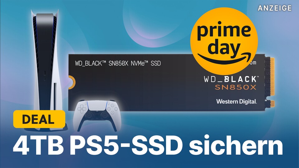 Durch die WD Black SN850X SSD mit 4TB könnt ihr eure Speicherplatzsorgen auf der PS5 für lange Zeit vergessen.