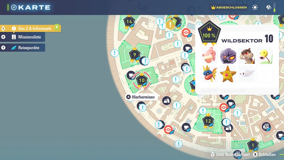 Hier ist der Ort auf der Karte inklusive aller Pokémon.