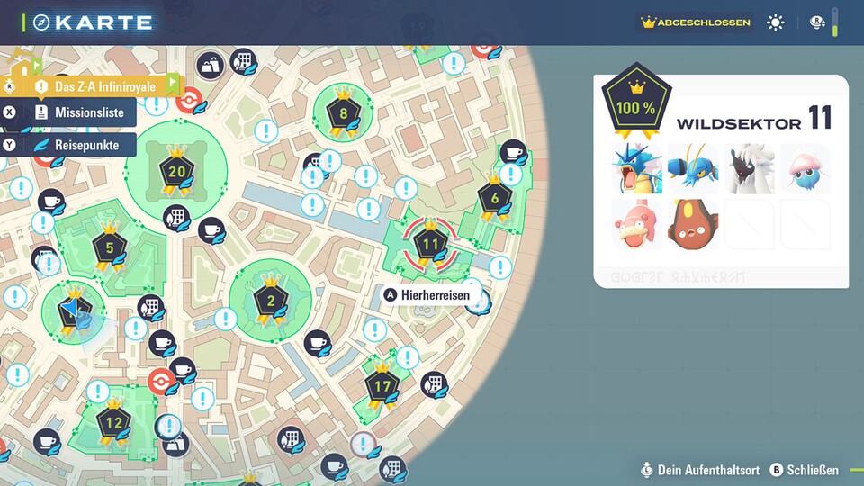 Hier ist der Ort auf der Karte inklusive aller Pokémon.