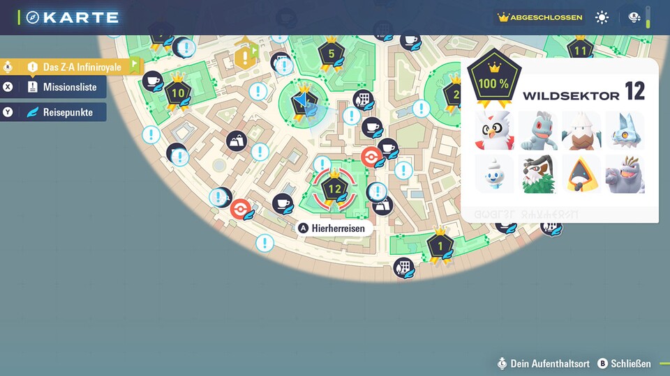 Hier ist der Ort auf der Karte inklusive aller Pokémon.