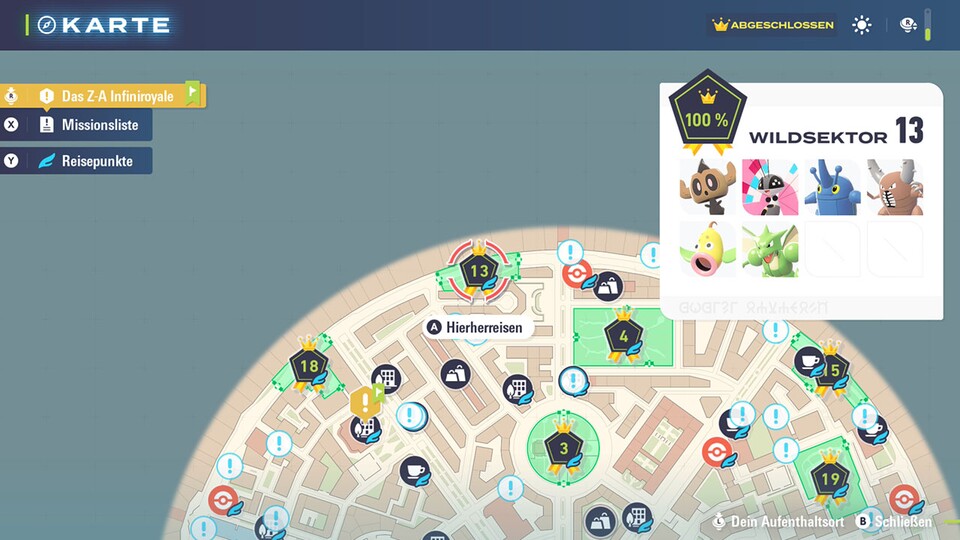 Hier ist der Ort auf der Karte inklusive aller Pokémon.