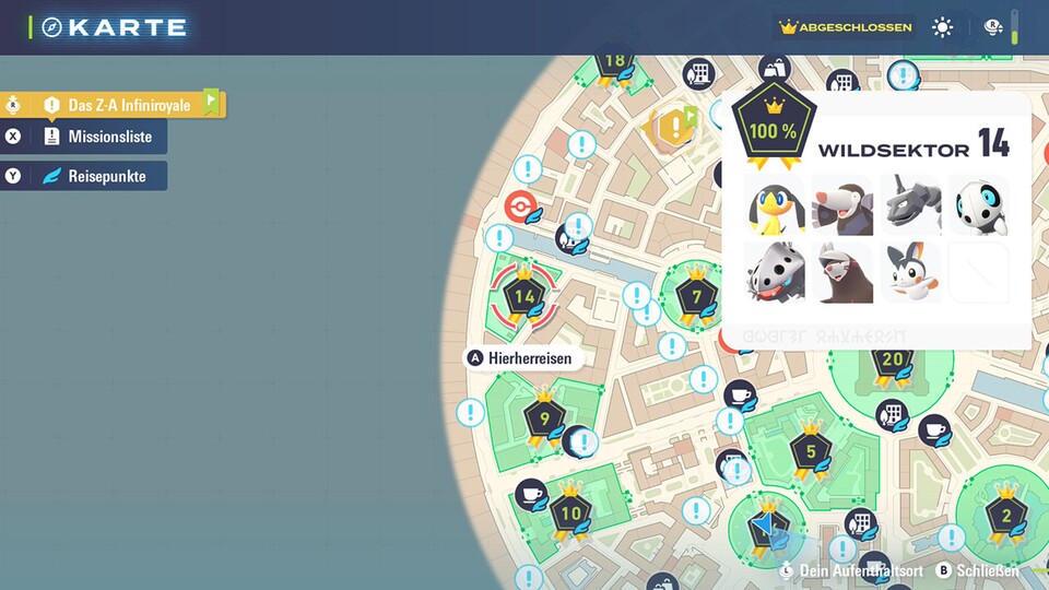 Hier ist der Ort auf der Karte inklusive aller Pokémon.