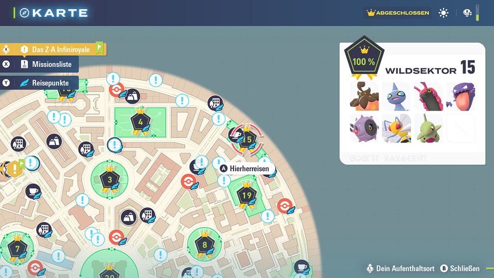 Hier ist der Ort auf der Karte inklusive aller Pokémon.