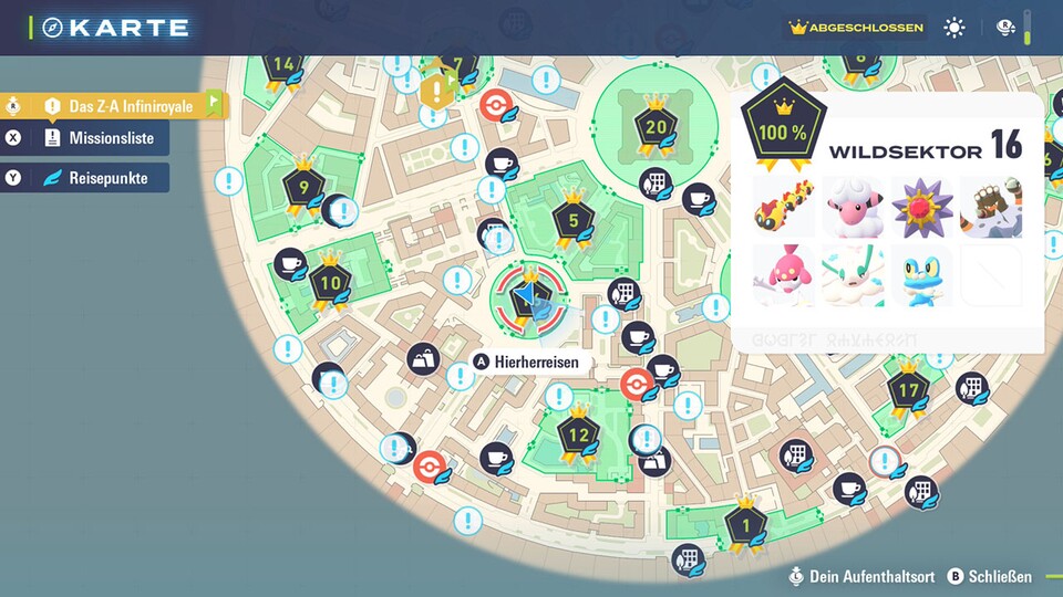 Hier ist der Ort auf der Karte inklusive aller Pokémon.