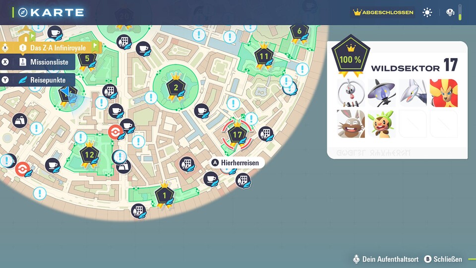 Hier ist der Ort auf der Karte inklusive aller Pokémon.