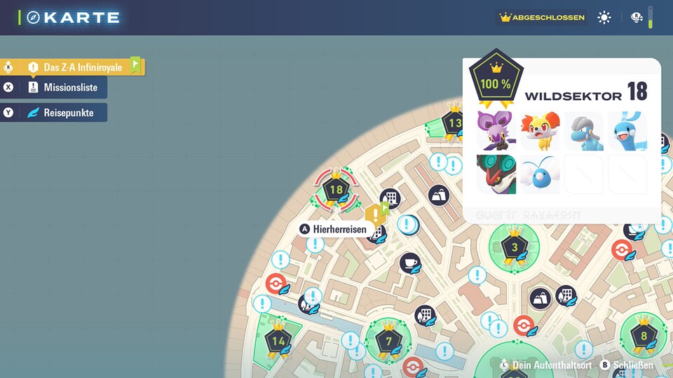 Hier ist der Ort auf der Karte inklusive aller Pokémon.