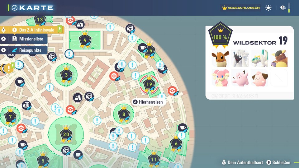 Hier ist der Ort auf der Karte inklusive aller Pokémon.