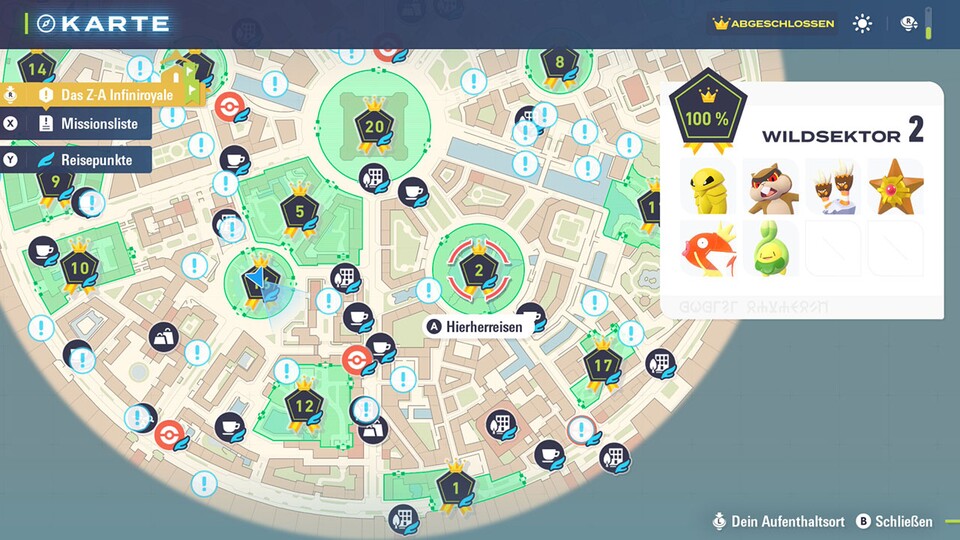 Hier ist der Ort auf der Karte inklusive aller Pokémon.