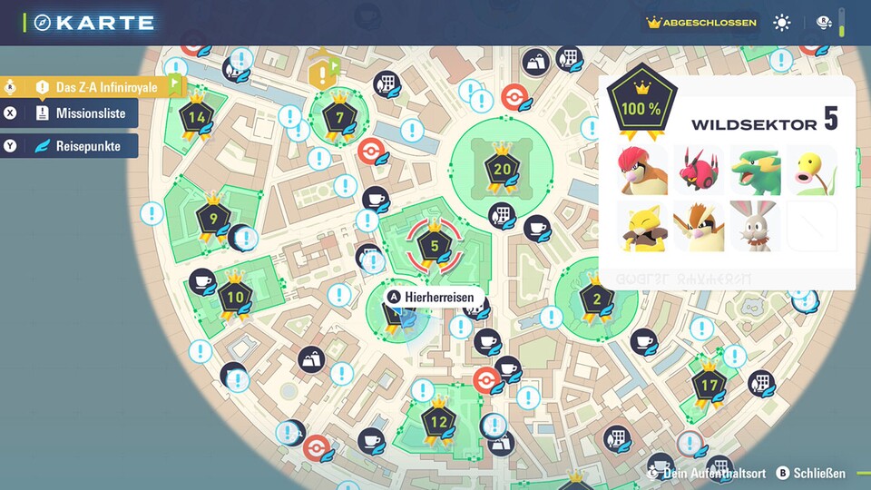 Hier ist der Ort auf der Karte inklusive aller Pokémon.