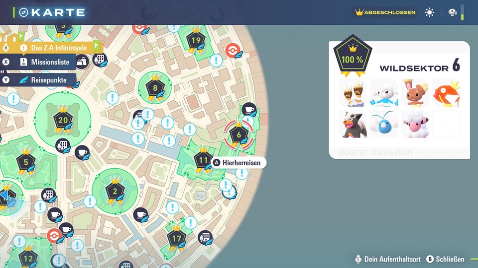 Hier ist der Ort auf der Karte inklusive aller Pokémon.