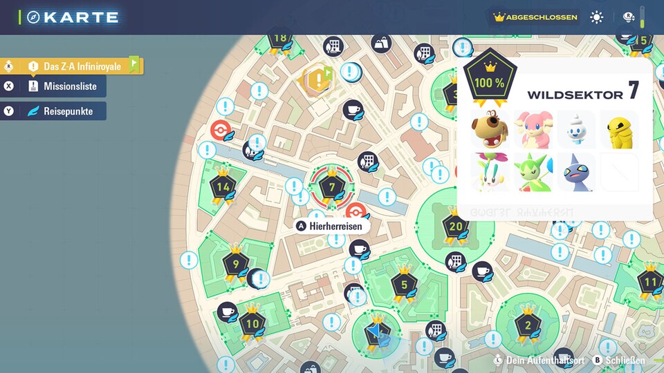 Hier ist der Ort auf der Karte inklusive aller Pokémon.