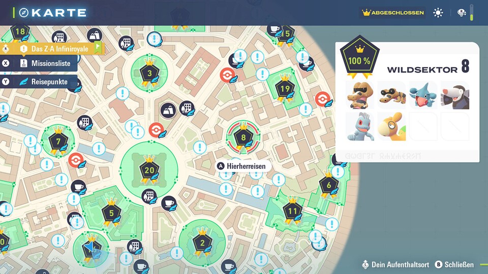 Hier ist der Ort auf der Karte inklusive aller Pokémon.