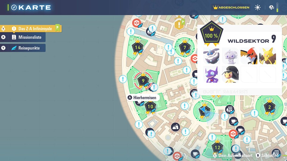 Hier ist der Ort auf der Karte inklusive aller Pokémon.