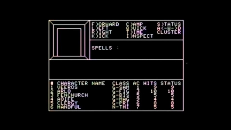 So sieht das Original-Wizardry aus 1981 aus.