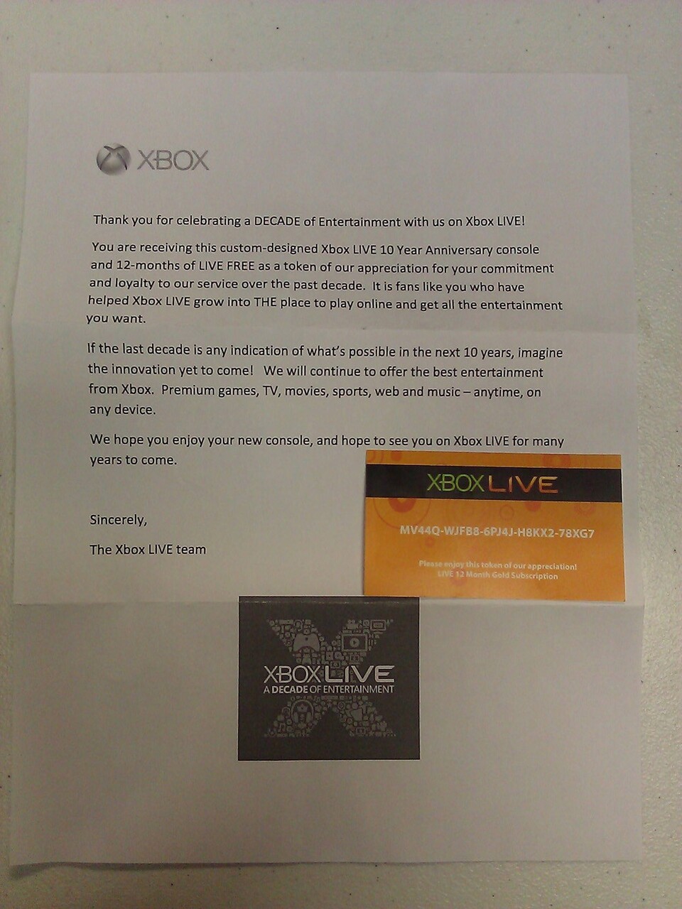 Ein Brief für Veteranen : Xbox Live: Brief zum zehnten Geburtstag.