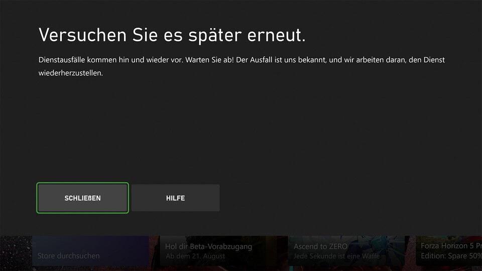 Beim Start von Gears 5 erscheint auf einmal eine neue Fehlermeldung, viele andere Spiele funktionieren aber schon wieder.