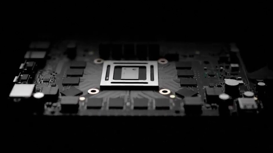 Um den APU-Chip von Project Scorpio sind zwölf kleinere Chips verteilt, bei denen es sich jeweils um 1,0 GByte GDDR5(X)-RAM handeln könnte.