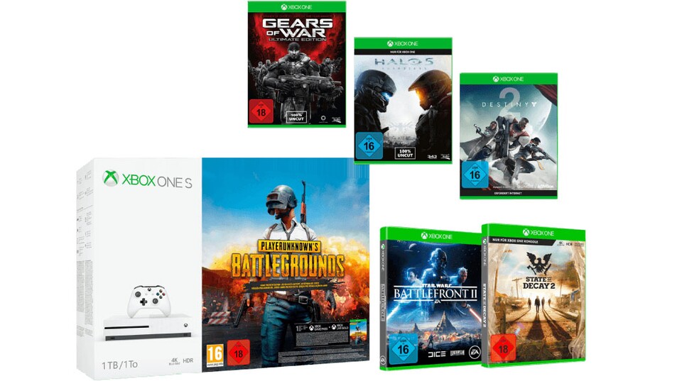 Xbox One S 1 TB Bundle mit 6 Spielen für 239 Euro.