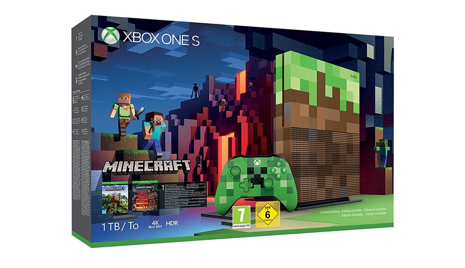 Xbox One S in der Minecraft Limited Edition.