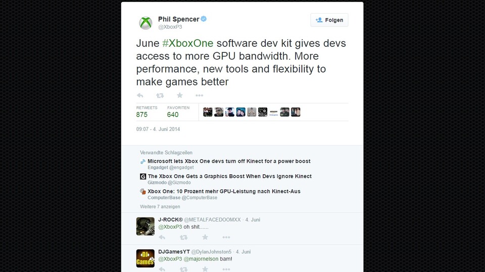 Wie dieser Twitter-Eintrag von Xbox-Chef Phil Spencer zeigt, geht Microsoft mit so mancher Änderung am XDK sehr offen um.