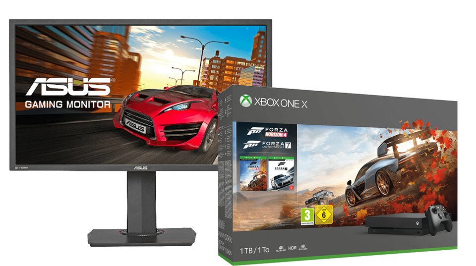 Sichert euch die Xbox One X im Bundle mit einem ASUS 4K-Monitor.