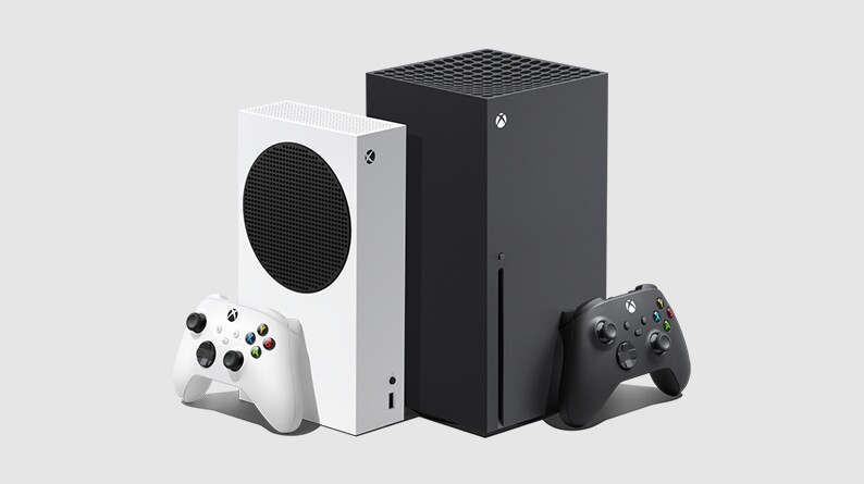 Mit der teureren Xbox Series X kann sie zwar nicht mithalten, aber die kompakte Xbox Series S (links) bietet viel Leistung zum kleinen Preis.