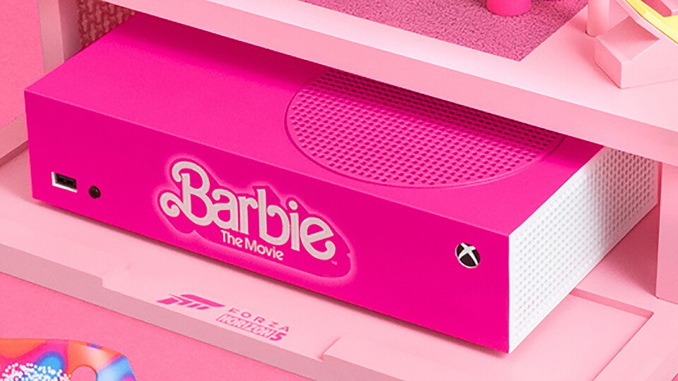 So sieht die Xbox Series S im Barbie-Design aus.