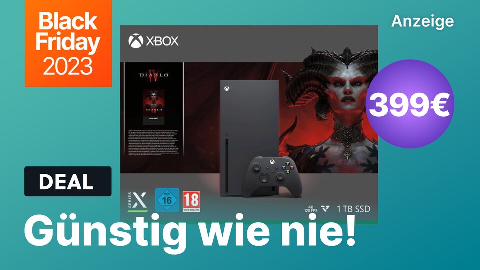 Die Xbox Series X gibts gerade zusammen mit Diablo 4 für nur 399€. Das Bundle dürfte aber bald ausverkauft sein.
