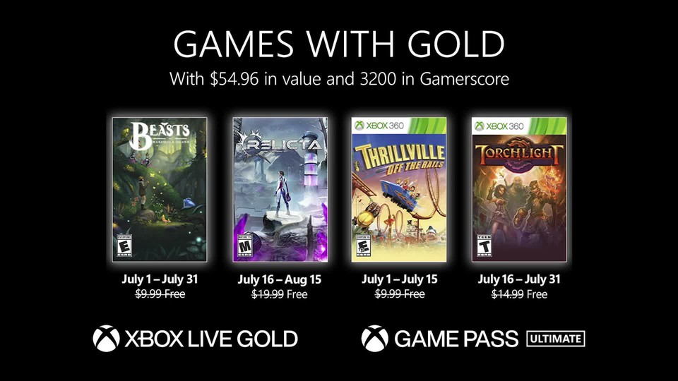 Xbox stellt das Lineup für Games With Gold im Juli 2022 per Video vor