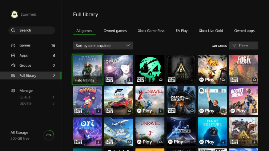 Now you can see which games you have access to much more clearly.