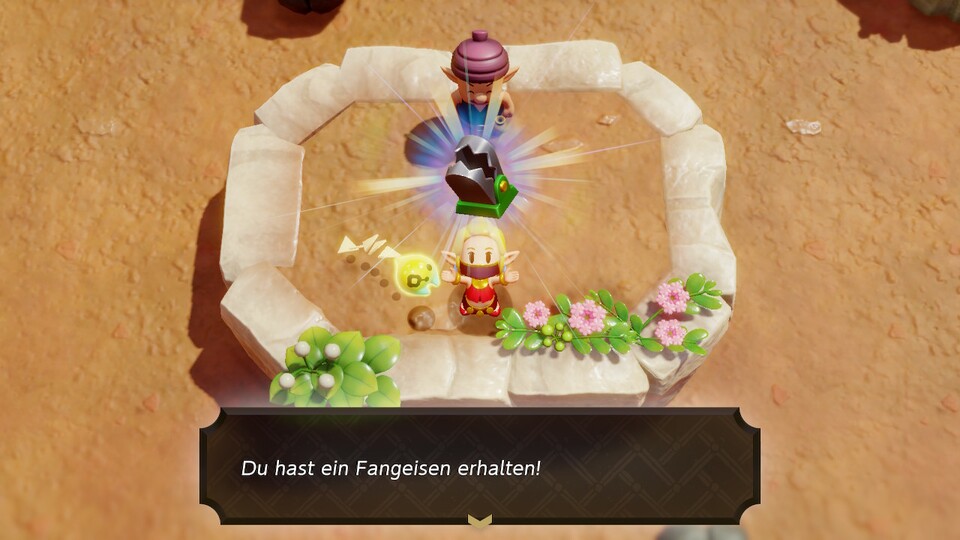 Tadaa, so sieht das Fangeisen aus, das ihr vom Eicheltypen im neuen Zelda bekommt.