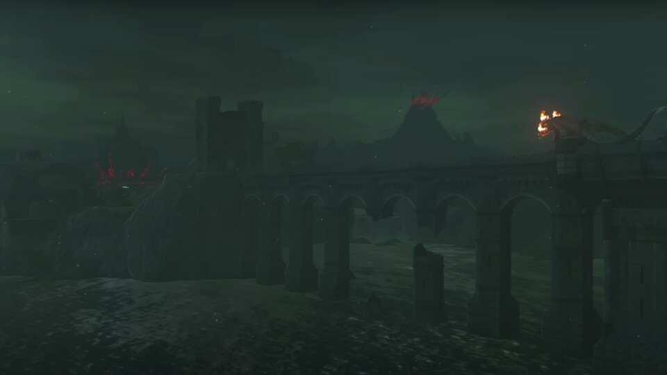 Hier seht ihr oben rechts auf der Brücke offenbar Gleeok aus dem ersten Zelda.