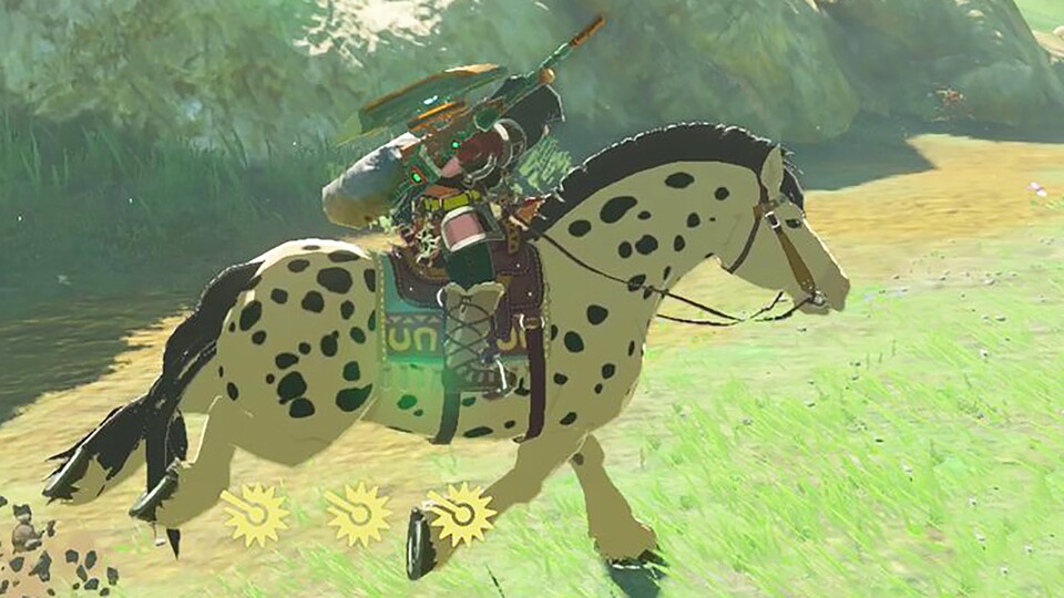 Link ist in TotK auf Wunsch auch auf Pferden unterwegs. Aber die stellen sich nicht immer clever an.