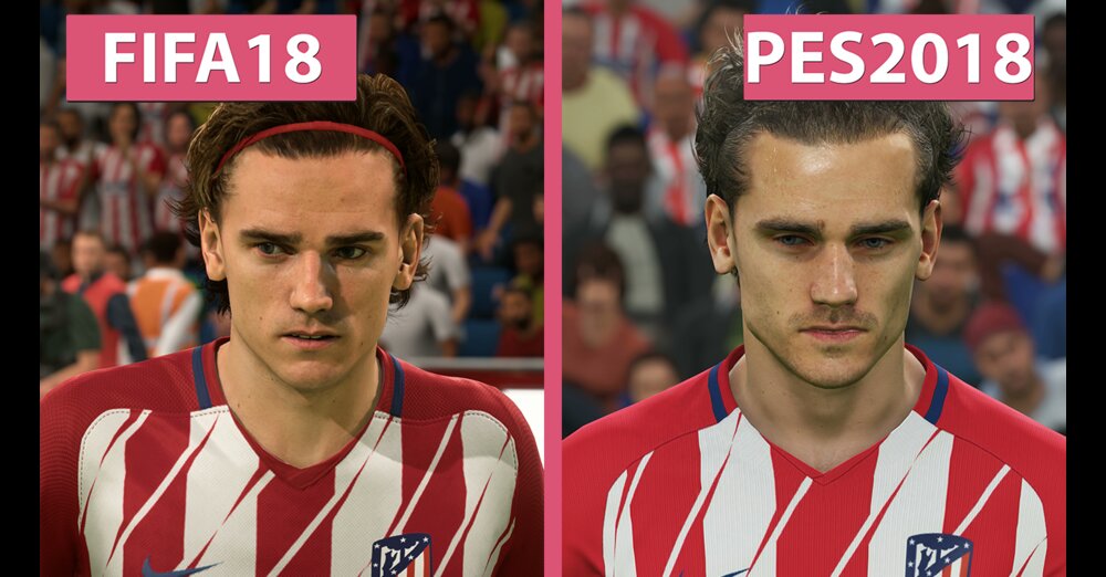 FIFA 18反對PES 2018- 4K圖形比較的足球巨頭