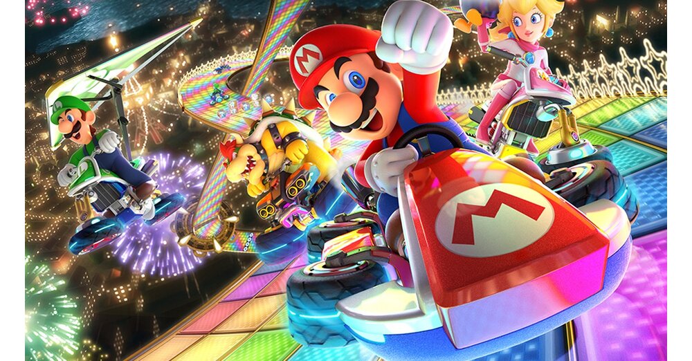 馬里奧卡特（Mario Kart）8豪華的彩虹路徘徊在地球上，現在很明顯