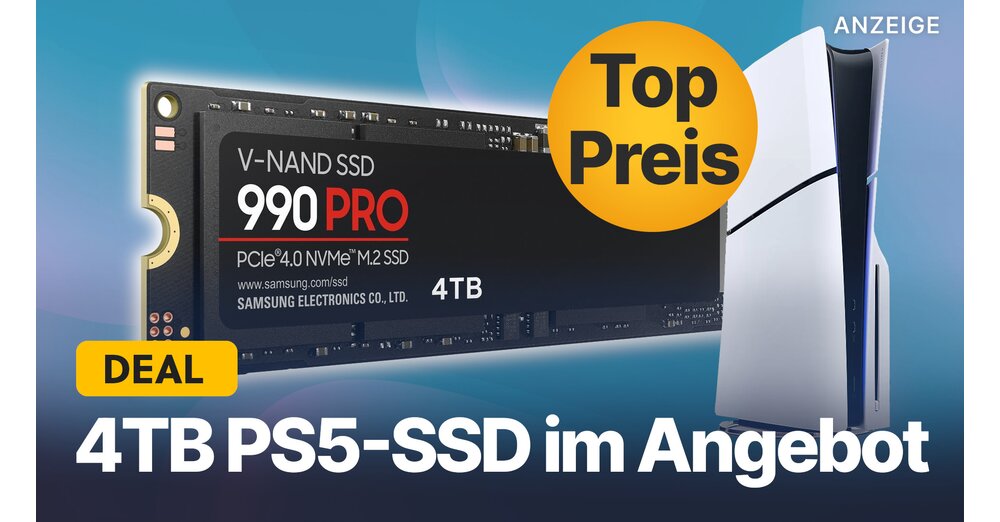 提供4TB內存的PS5 SSD：快速三星990 Pro在幾個月內都不便宜！