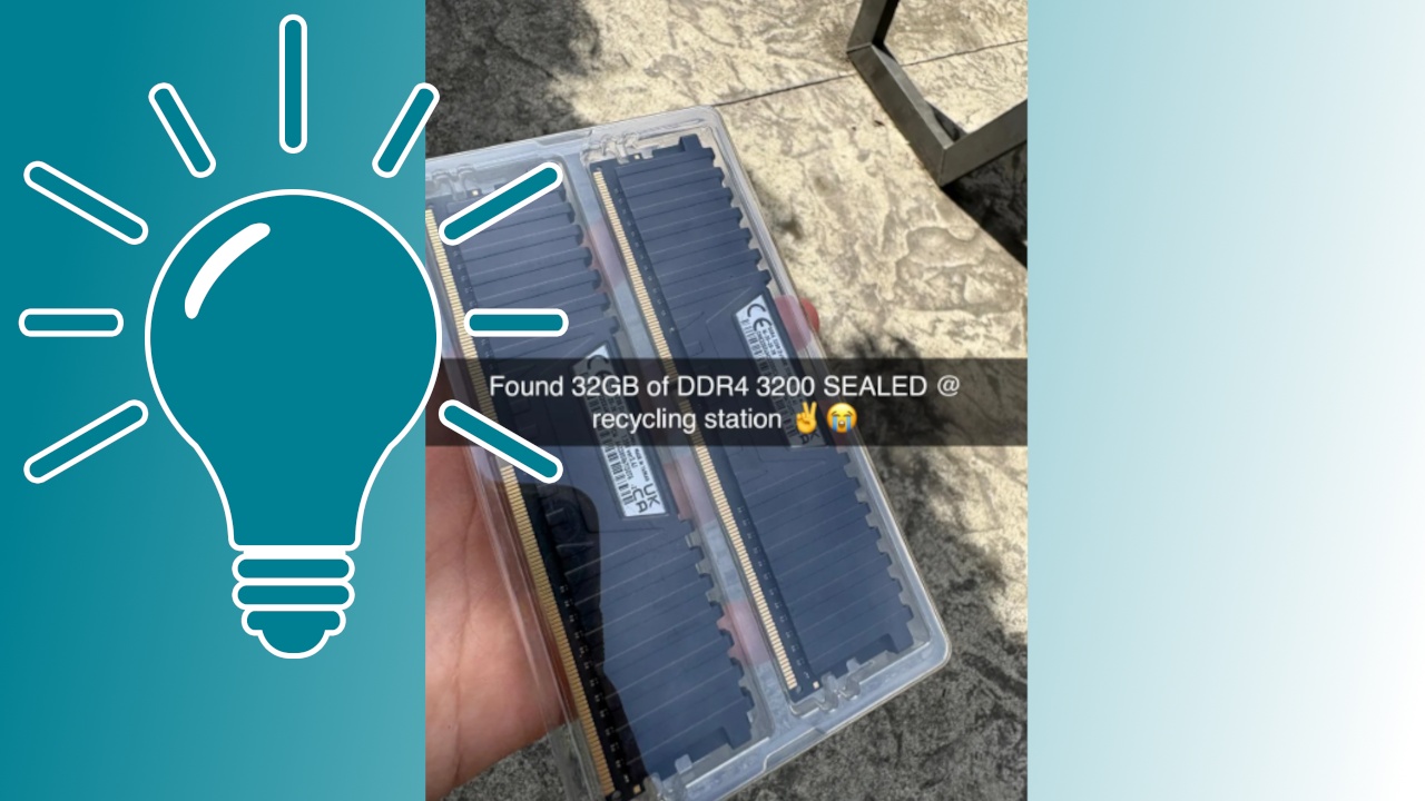 Glückspilz findet originalverpacktes 32GB RAM-Kit auf Schrottplatz und fragt, ob er es behalten darf – freut sich jetzt über Gratis-Arbeitsspeicher