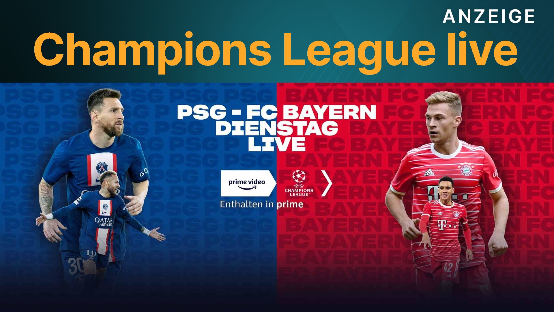 Champions League live FC Bayern gegen PSG heute Abend nur bei Amazon Prime