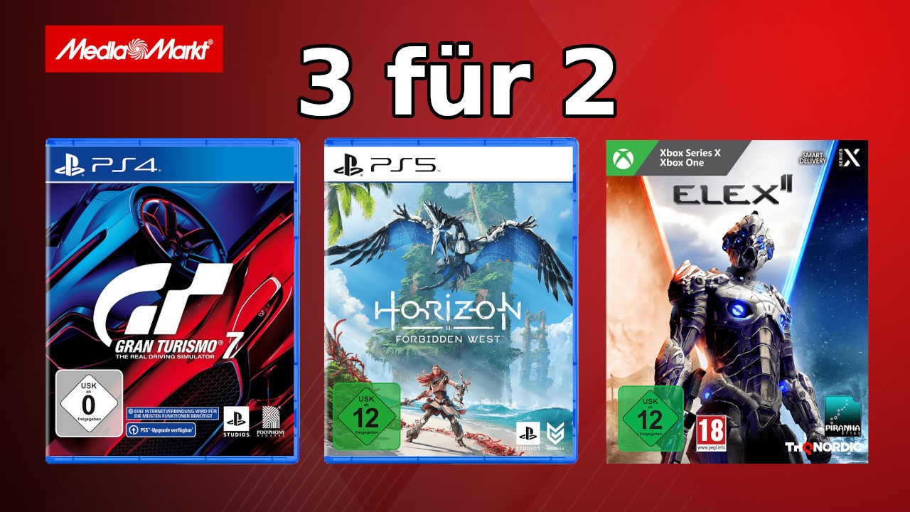 MediaMarkt 3 für 2 mit Gran Turismo 7, Elex 2 & Horizon Forbidden West