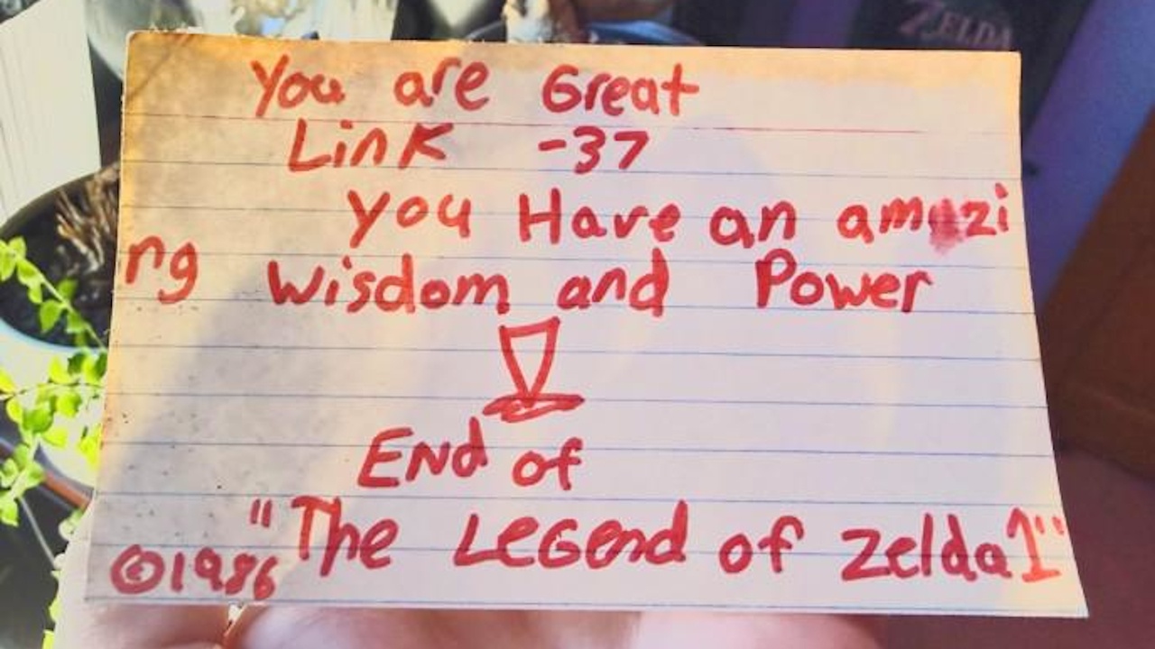 "Trophäen-Screenshots, bevor es sie gab": Zelda-Fan hat in Kindertagen einfach eine handgefertigte Notiz zum End-Screen gemacht